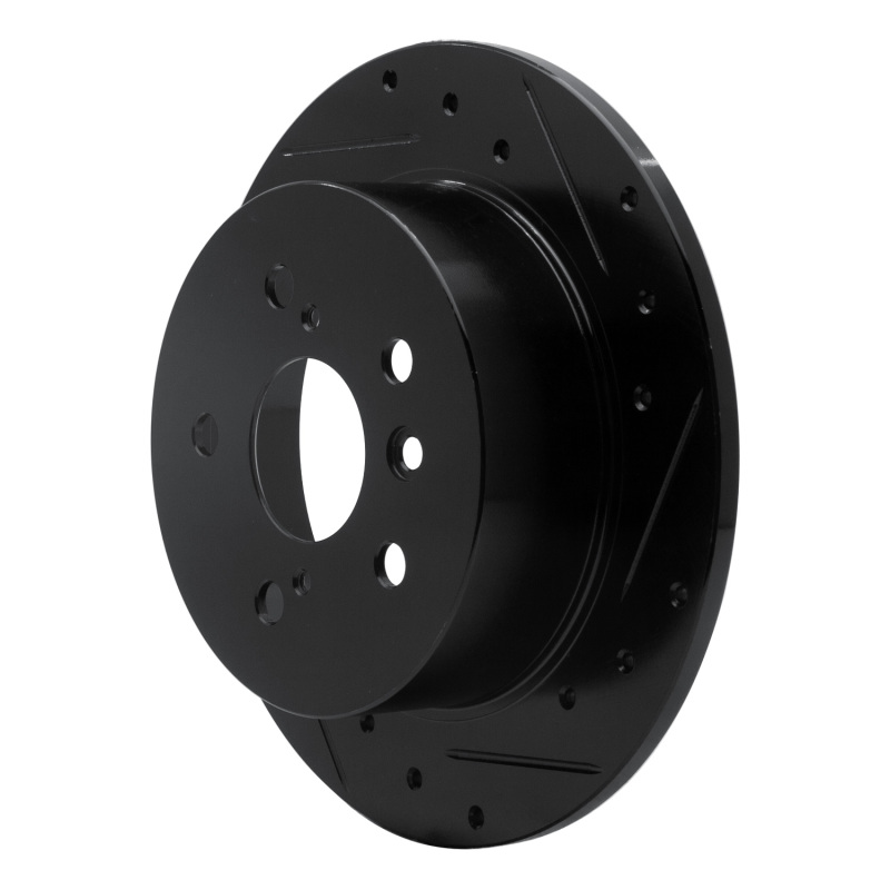 Lexus ES350 Brake Rotor (1) - Rear Right - R1 Concepts - Drilled & Slotted - Black - `07-`12